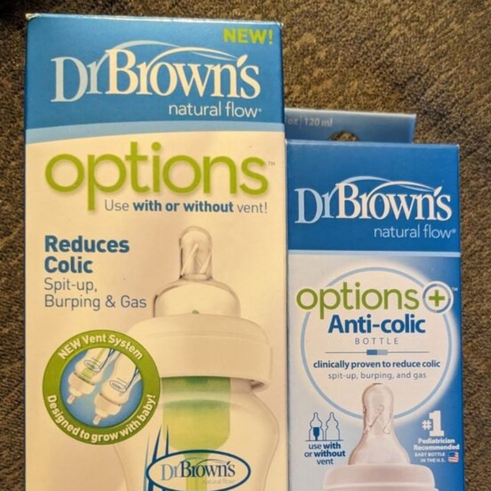 Dr. Brown's Options Antic Colic bottles 4 & 9 ounces * 2 bottle set, new in box